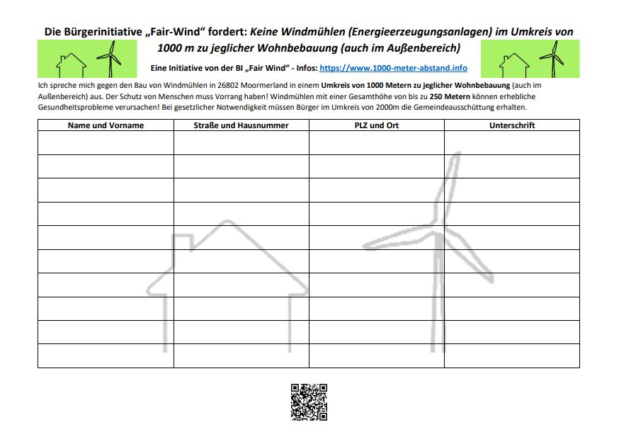 Unterschriftenzettel klein